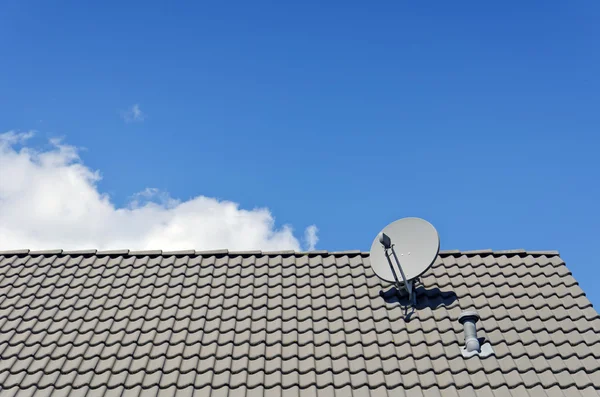 Satellite dish on roof of a house