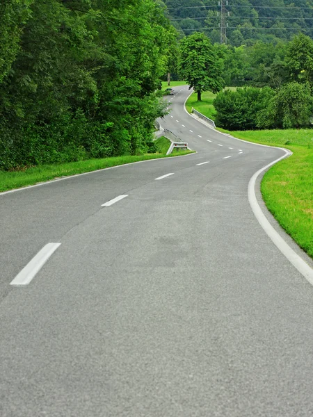 Asphalt winding curve road