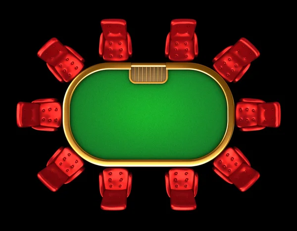 Poker table with chairs top side view isolated — Stock Image 