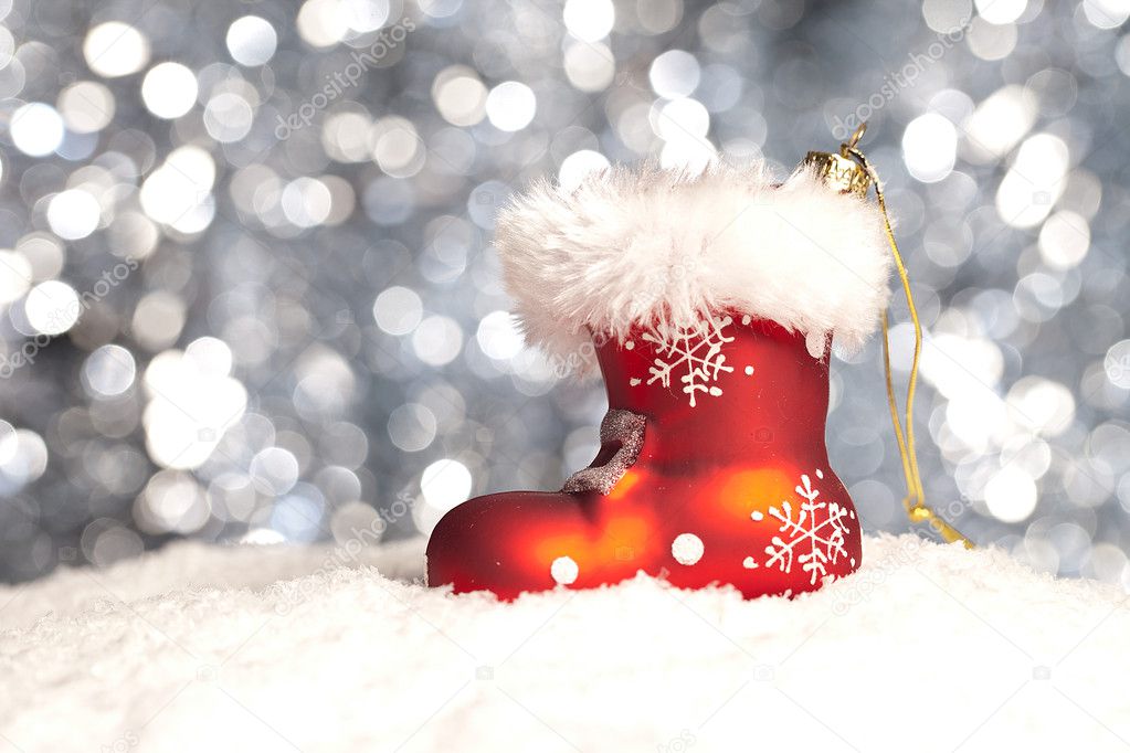 Weihnachten Schnee Stiefel Winter Nikolaus weihnachtsbaum — Stockfoto