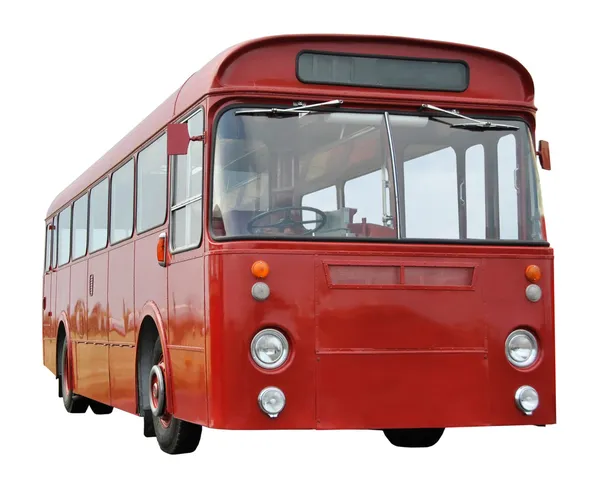 Old Red English Bus Isolated on White