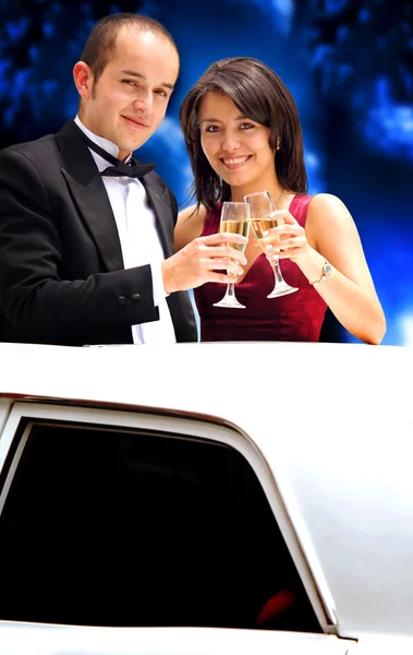 Couple in a limousine