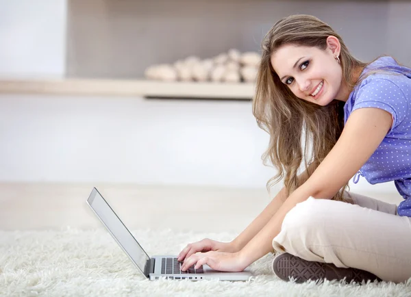 Young woman working on a laptop