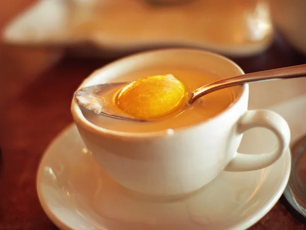 Hot milk with raw egg