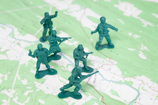 Plastic Army Men Fighting Battle Topographic Map