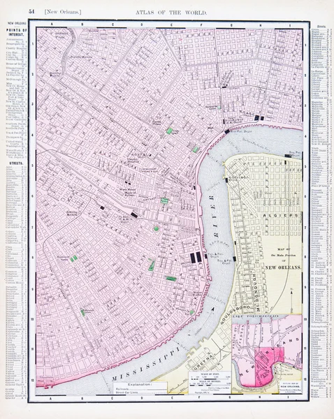 Detailed Antique Street Map New Orleans Louisiana