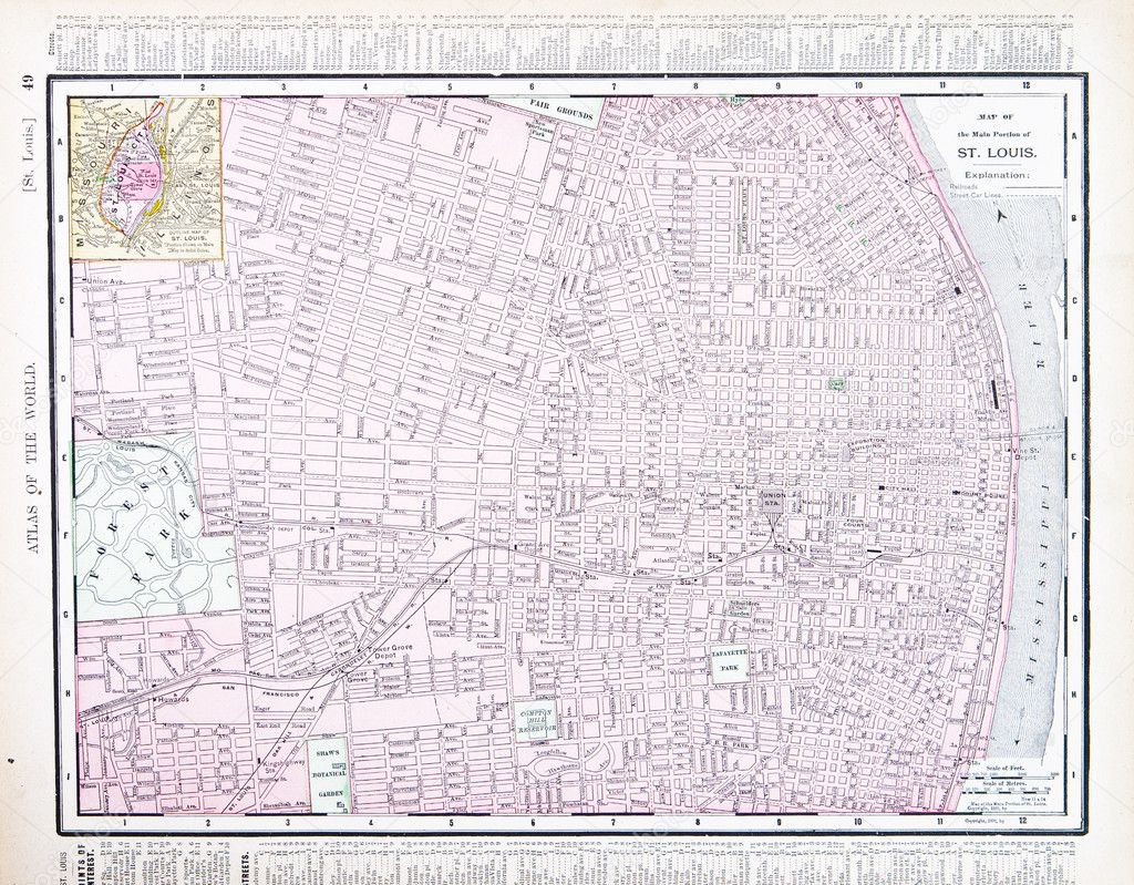 Detailed Street City Map, St. Louis, Missouri, USA — Stock Photo © Qingwa #7895557