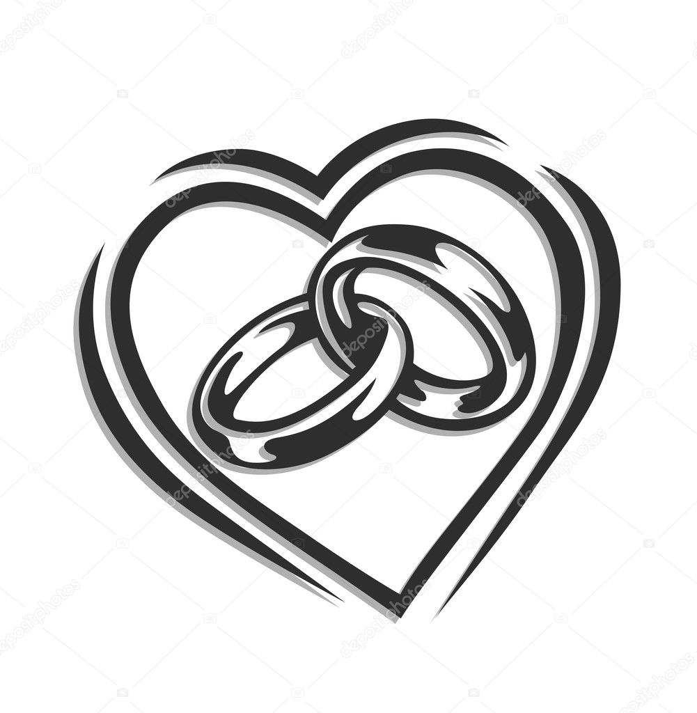 Wedding ring in heart - Stock Illustration