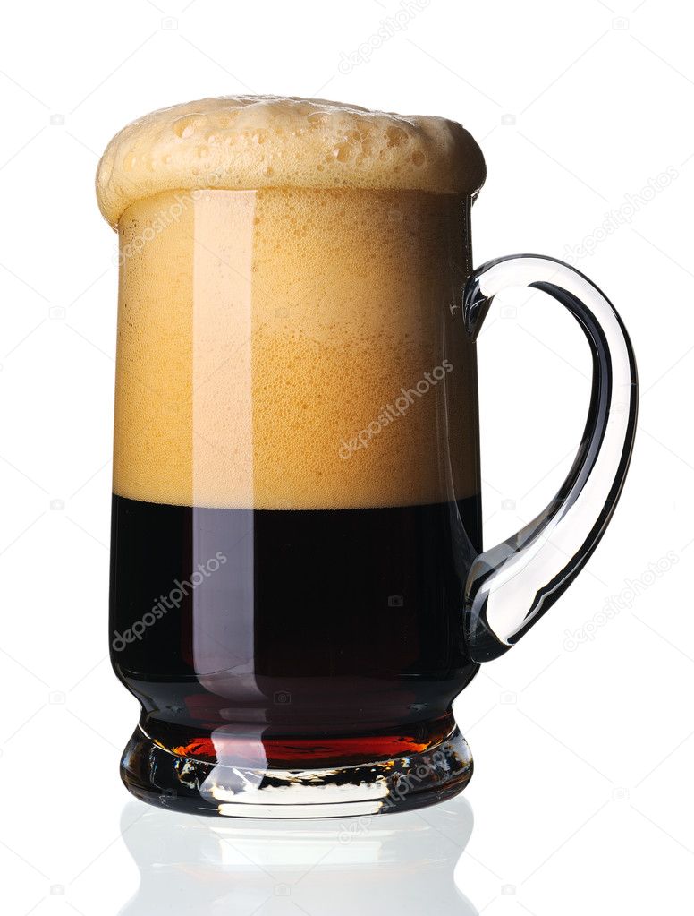 Glass of dark beer, isolated.