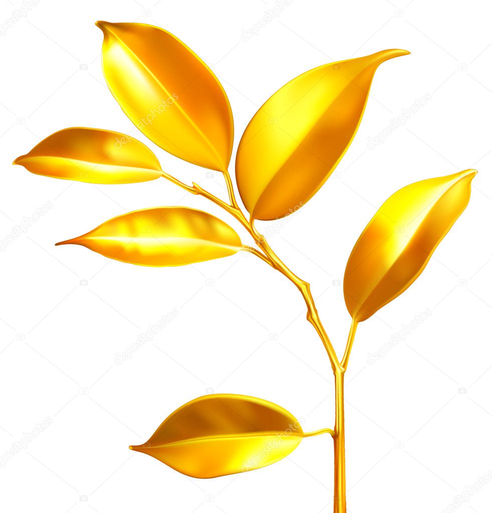 Vector golden sprouts. Business economy concept.