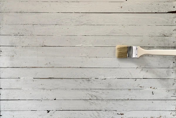 Grunge tahta ve fırça — Stok fotoğraf