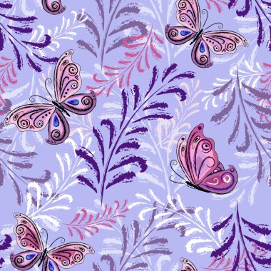 Gentle violet seamless floral pattern clipart