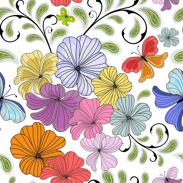 White repeating floral pattern — Stock Vector