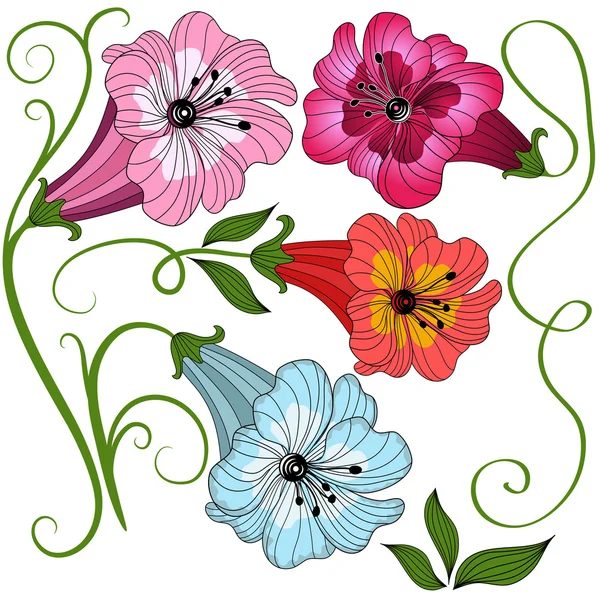Set fleurs isolées — Image vectorielle