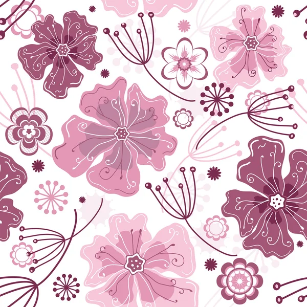 White and pink seamless floral pattern — Stock Vector