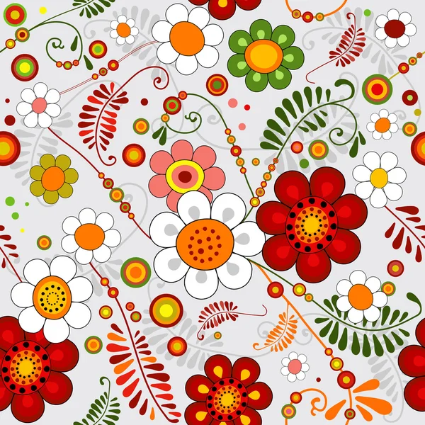 Γκρι χωρίς ραφή μοτίβο λουλουδιών — Διανυσματικό Αρχείο