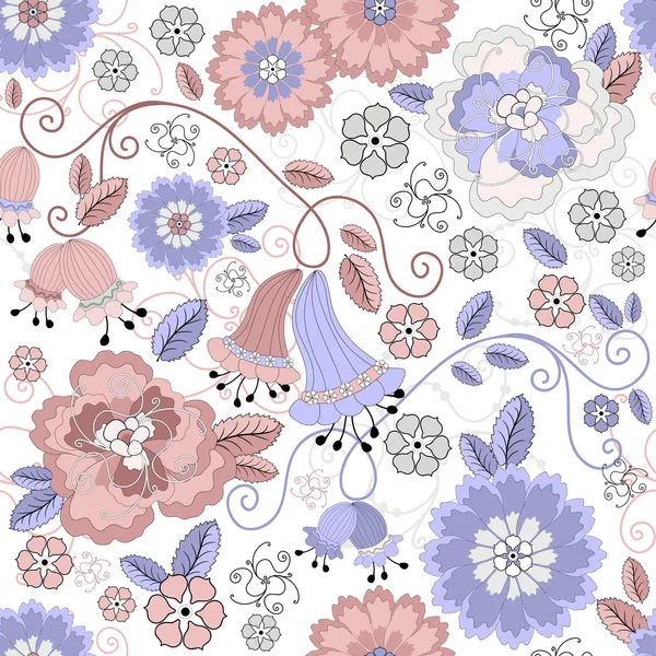 シームレスなパステル調の花のパターン — ストックベクタ