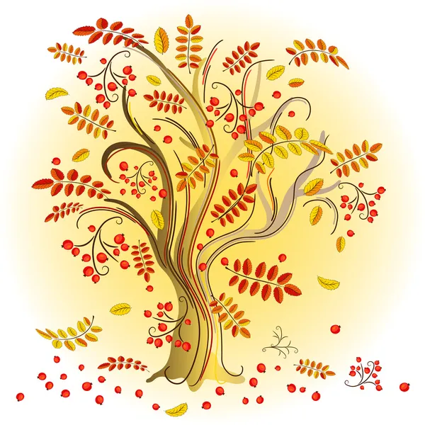 Árbol de otoño colorido — Vector de stock