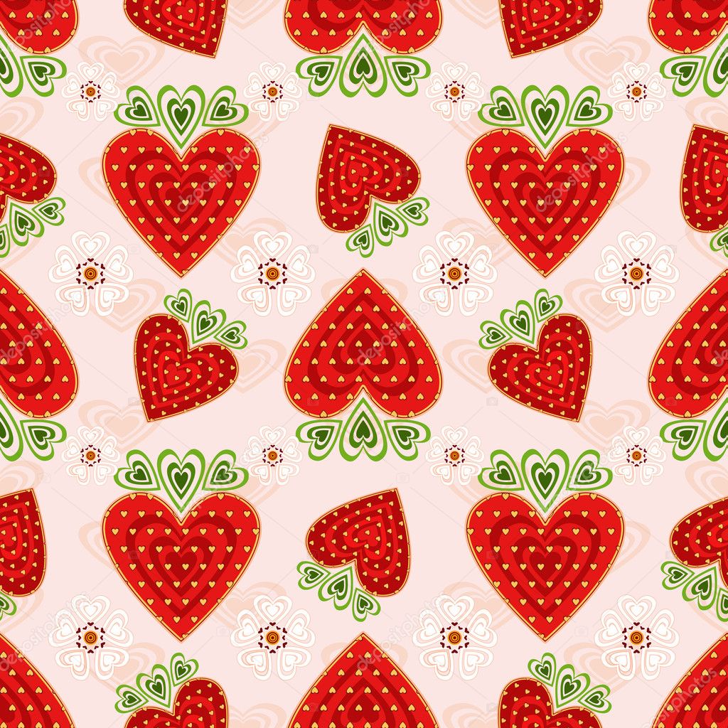 Pink effortless pattern with strawberry