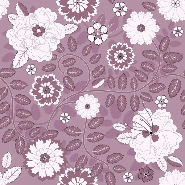 Padrão floral violeta sem costura —  Vetores de Stock