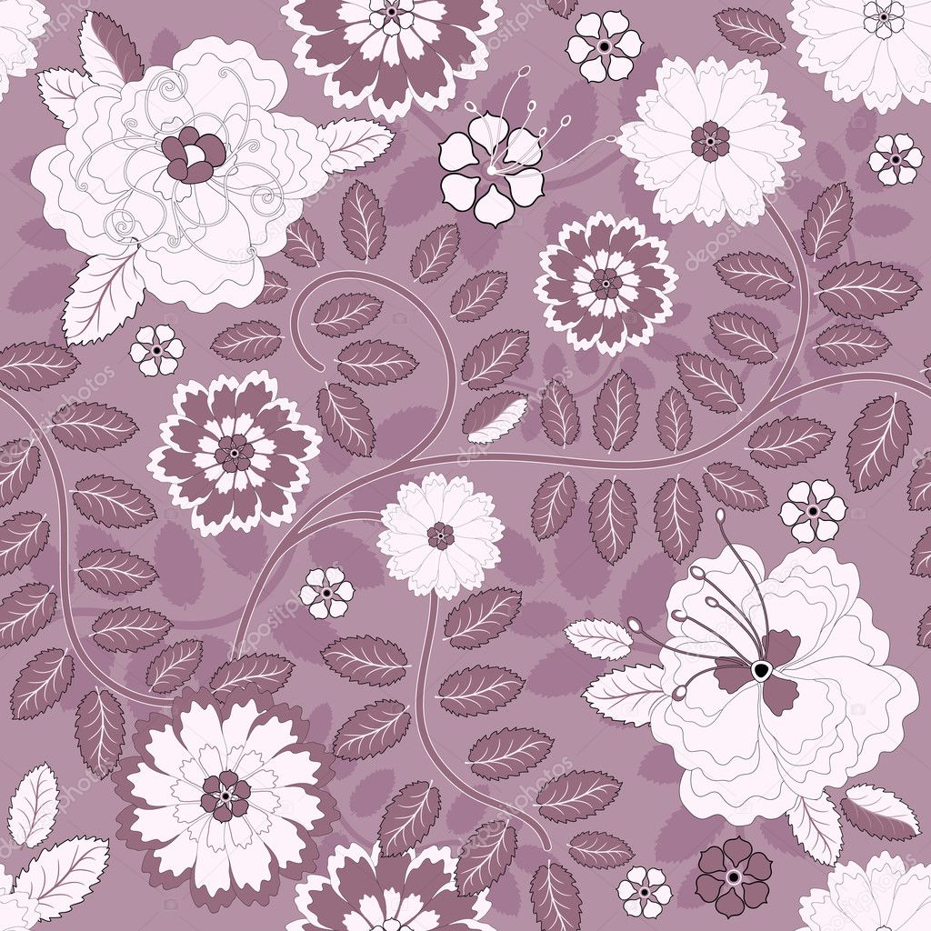 Seamless violet floral pattern — Stock Vector © OlgaDrozd #7170397