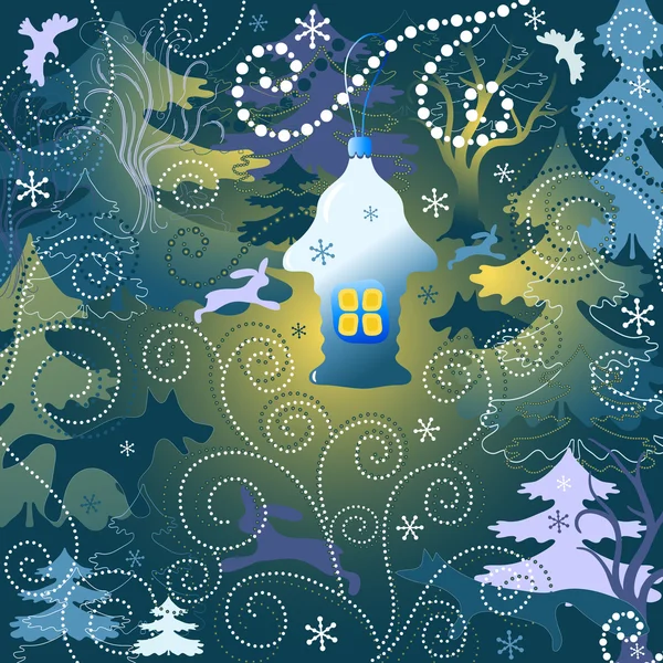 Forêt magique. Fond de Noël — Image vectorielle