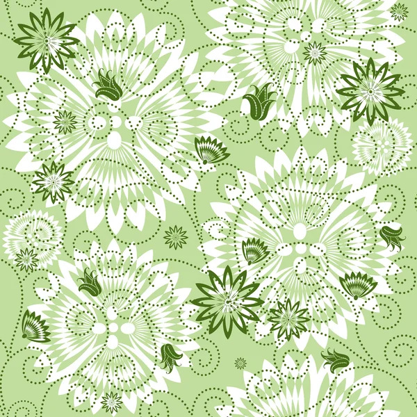 Yeşil yinelenen çiçek desenli — Stok Vektör