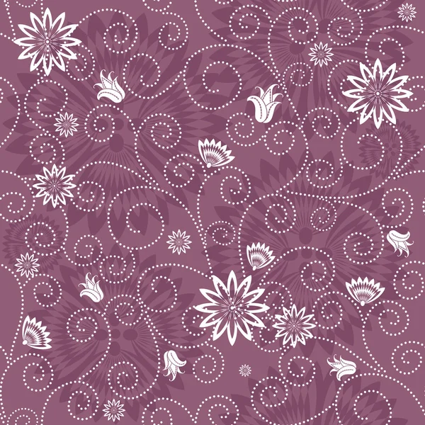Sanftes violettes nahtloses Blumenmuster — Stockvektor
