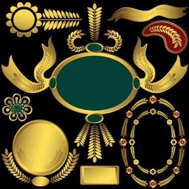 Set golden elements clipart