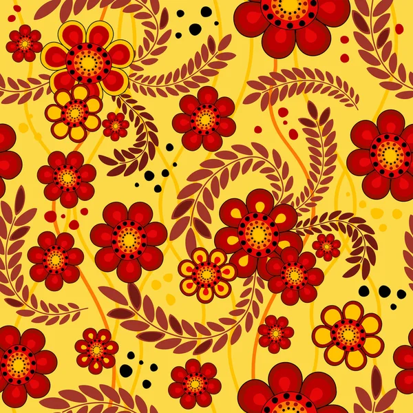 Yellow seamless floral pattern — Stock Vector