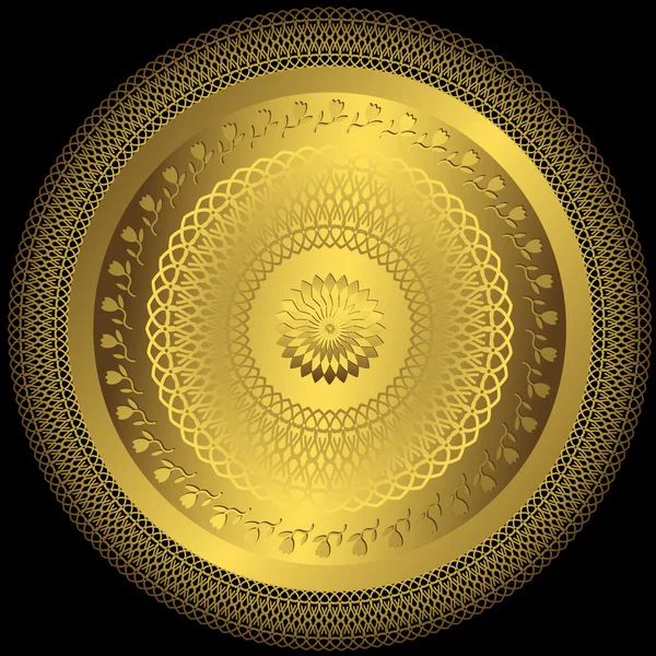 Gouden elegantie ronde plaat — Stockvector