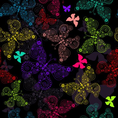 Seamless pattern with butterflies clipart