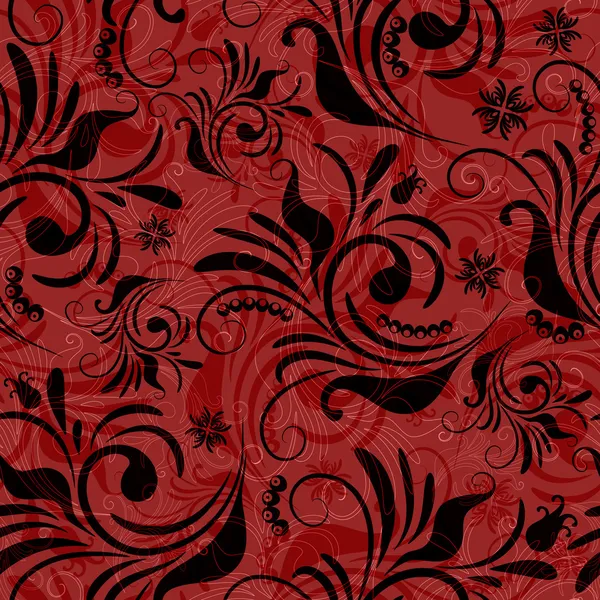 シームレスな赤い花柄 — ストックベクタ
