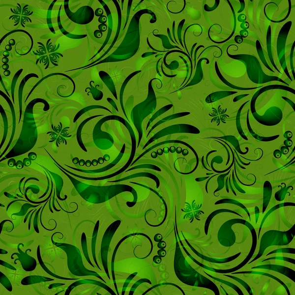 Green seamless floral pattern — Stock Vector