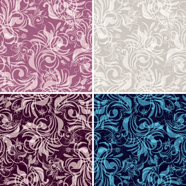 Set doux motif floral sans couture — Image vectorielle