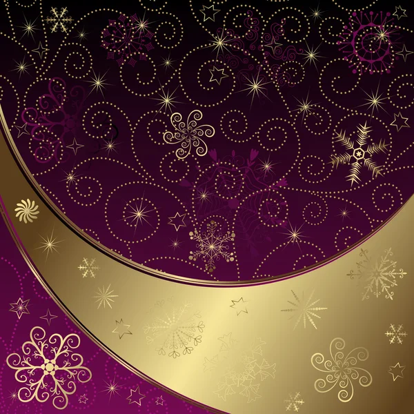 Navidad púrpura-marco de oro — Vector de stock