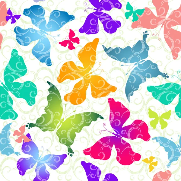 色彩艳丽的蝴蝶。无缝模式 — 图库矢量图片