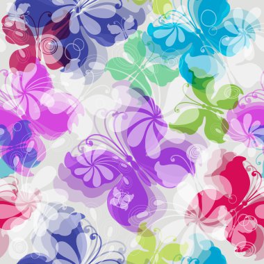 Seamless floral pattern with butterflies clipart