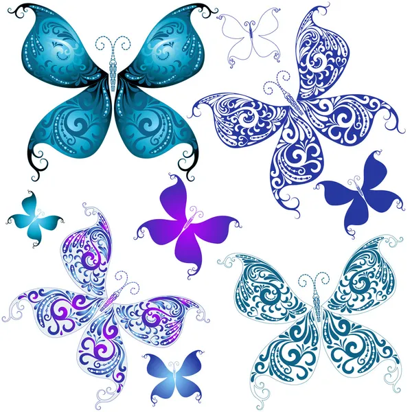 Set alte Schmetterlinge — Stockvektor