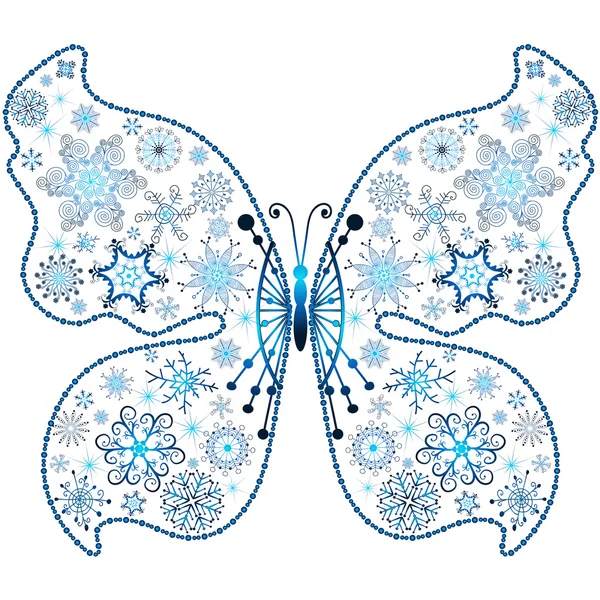 Flocon de neige-papillon de Noël — Image vectorielle