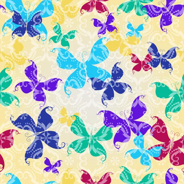 Padrão sem costura com borboletas —  Vetores de Stock
