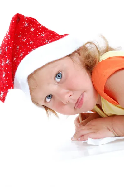 Ребенок пишет письмо Санта-Клаусу — стоковое фото
