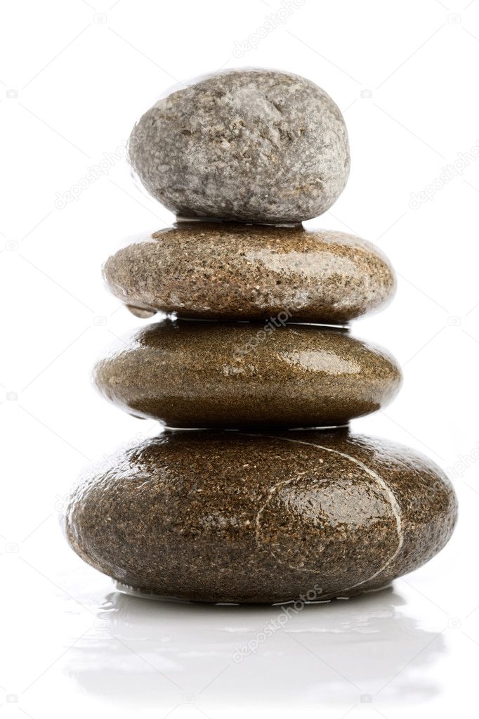 Wet pebbles over white backgrounds
