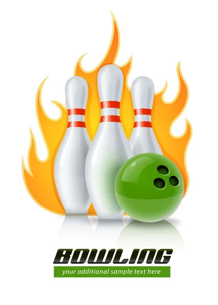 Kuželky a koule pro bowling hra — Stockový vektor