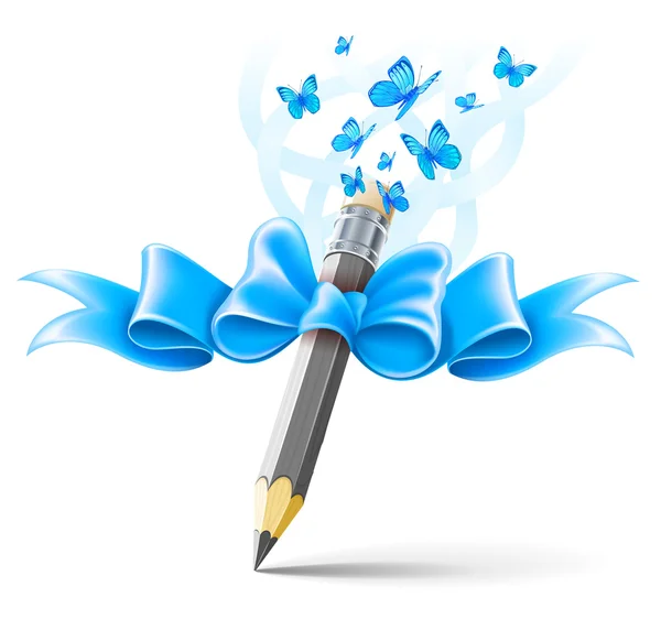 Crayon décoré par bow sur fond blanc — Image vectorielle