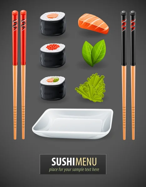 Sushi details van Japanse keuken — Stockvector