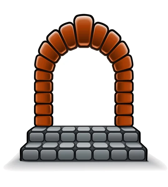 Puerta de piedra con arco — Vector de stock