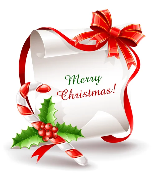 Χριστούγεννα ευχετήρια κάρτα με καραμέλα από ζαχαροκάλαμο — Διανυσματικό Αρχείο
