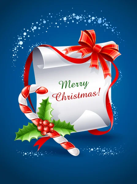 Carte de voeux de Noël avec une canne au caramel — Image vectorielle