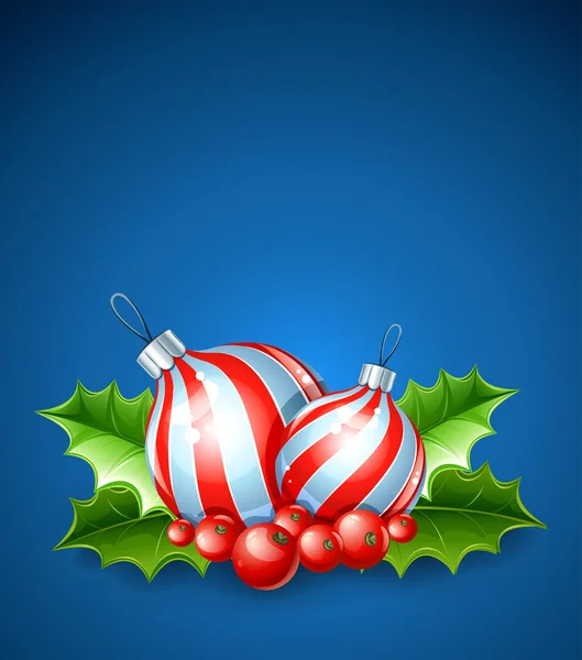 Vánoční ozdoba koule a holly listy — Stockový vektor